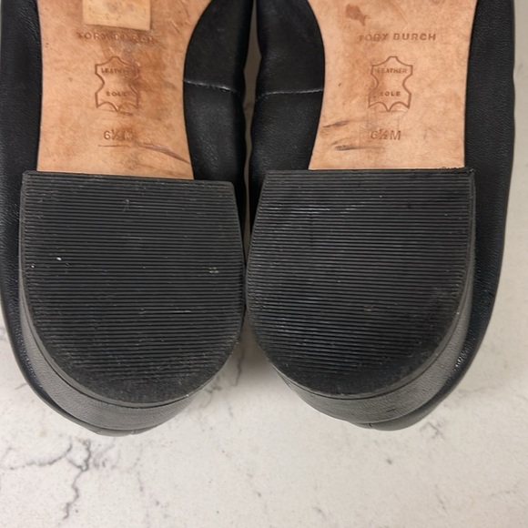 Tory Burch Benton 2 Nappa Leather Shoes Size 6.5 Black Leather Ballet Style - Picture 10 of 16